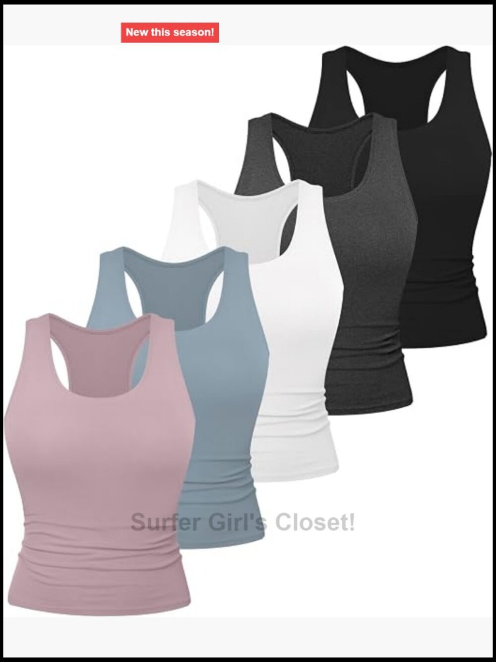 5 Pack Racerback Tank Tops Women's Workout Athletic Gym Tops No Built-in Bra